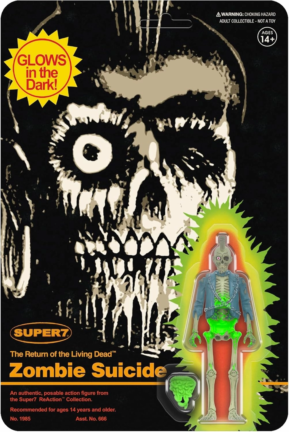 Super7 Return of The Living Dead Zombie Suicide (Monster Glow) - 3.75" Return of The Living Dead Action Figure Horror Collectibles and Retro Toys