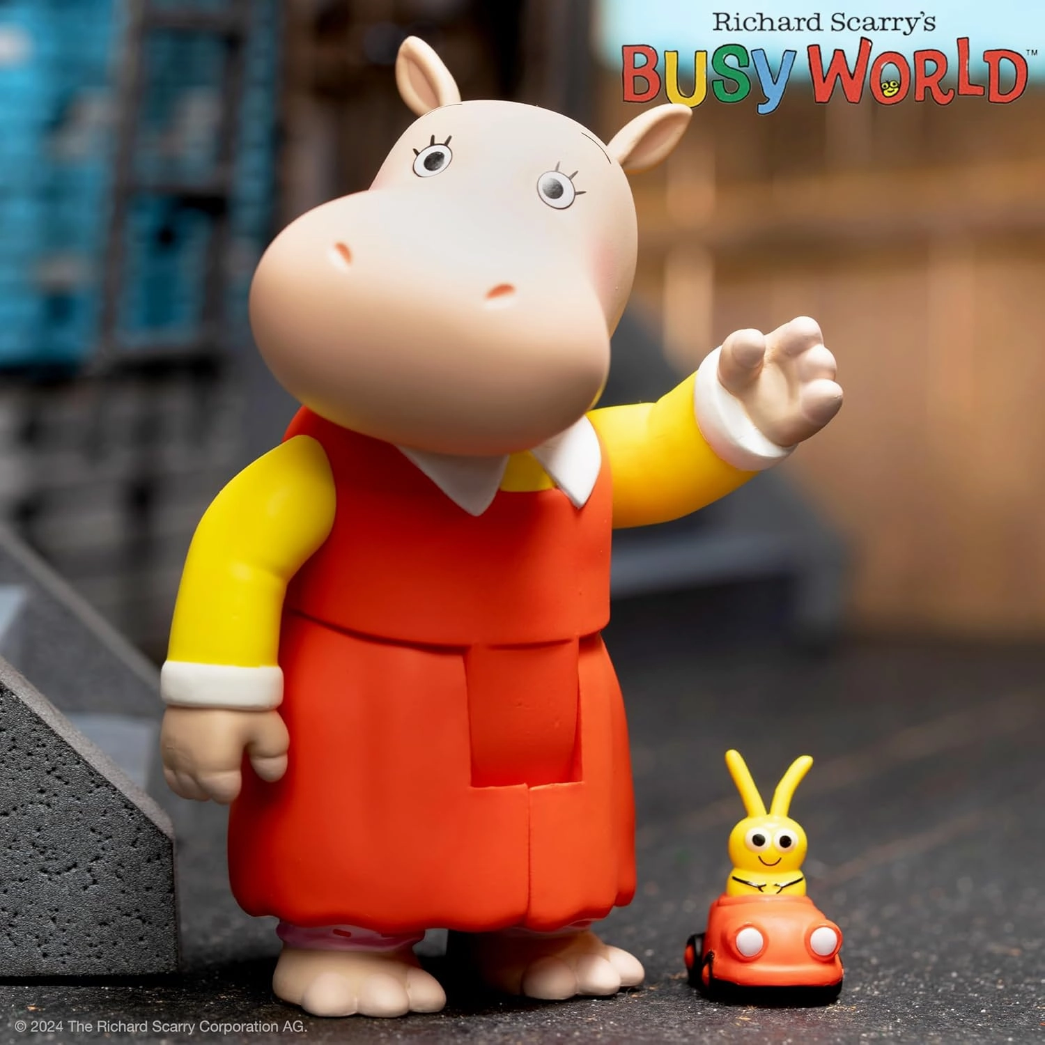 Super7 Richard Scarry Hilda Hippo and Goldbug - 3.75" Richard Scarry Books Action Figure with Accessory Collectibles and Retro Toys
