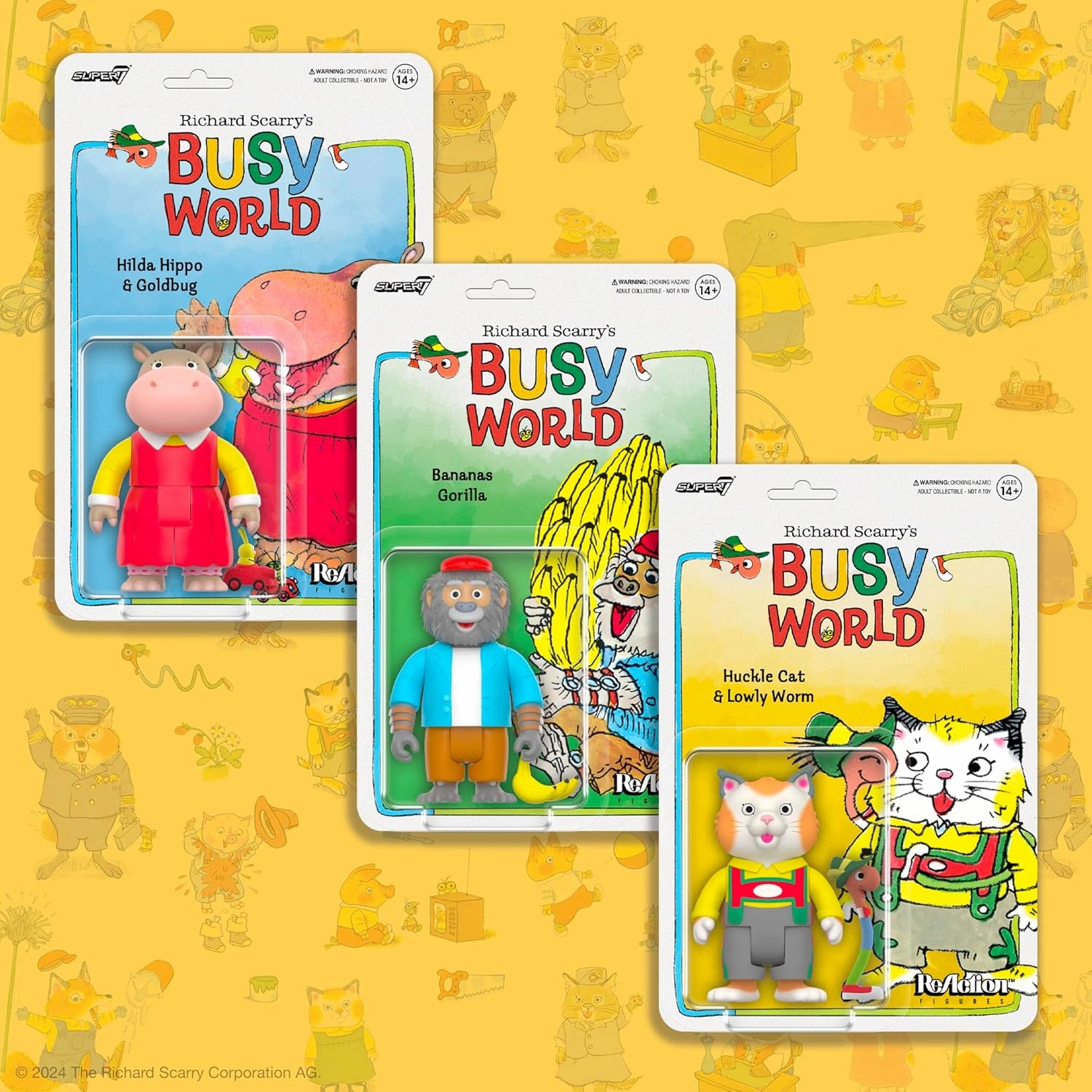 Super7 Richard Scarry Hilda Hippo and Goldbug - 3.75" Richard Scarry Books Action Figure with Accessory Collectibles and Retro Toys