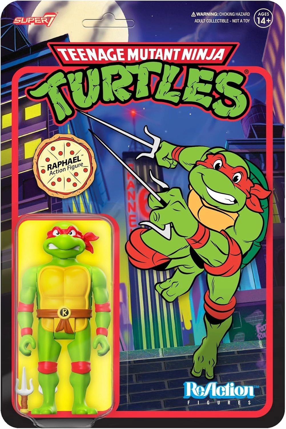 Super7 Teenage Mutant Ninja Turtles Raphael - 3.75" TMNT Action Figure with Accessories Classic Cartoon Collectibles and Retro Toys