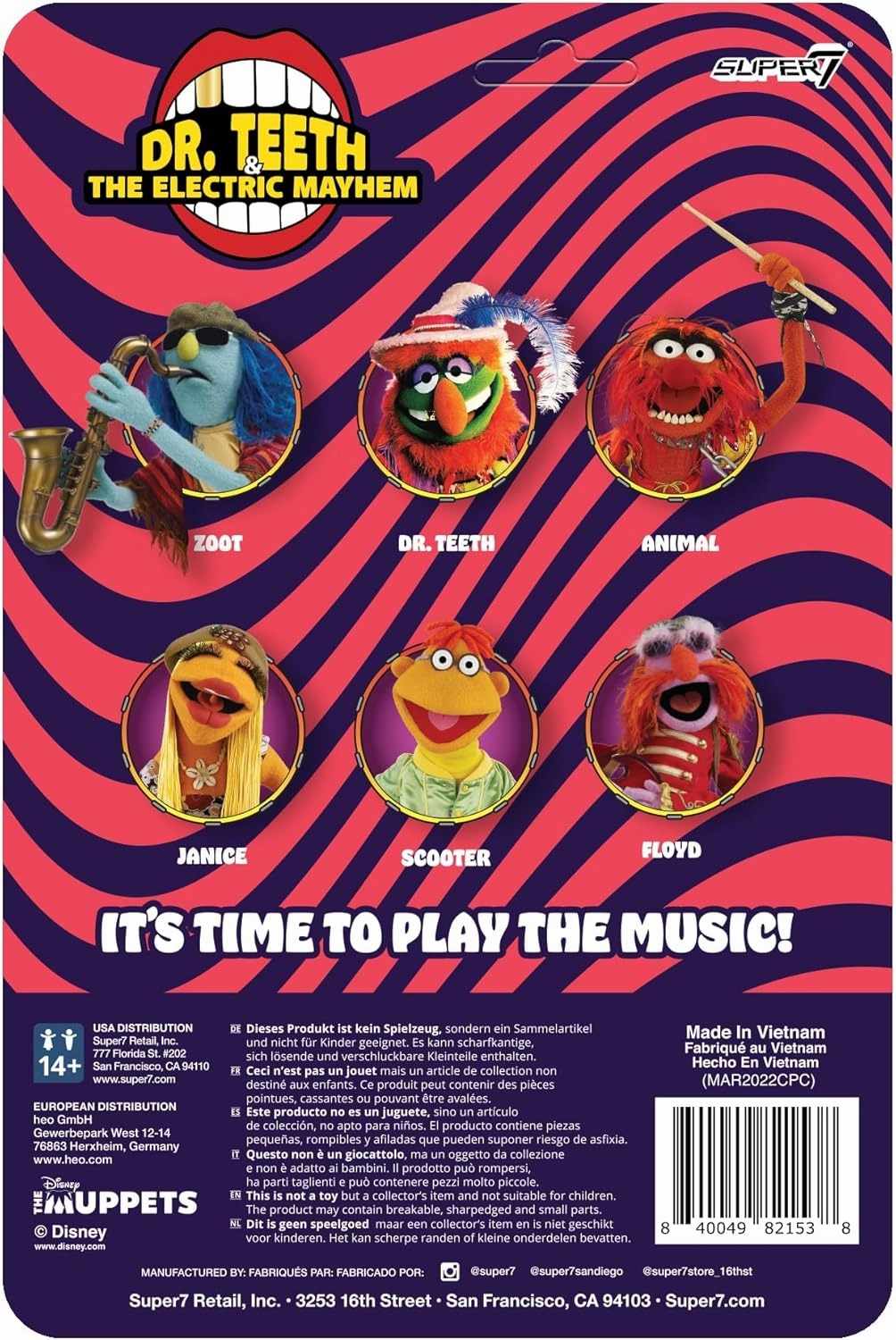 Super7 The Muppets Electric Mayhem Band Zoot - 3.75" Muppets Action Figure with Accessory Classic Cartoon Collectibles and Retro Toys