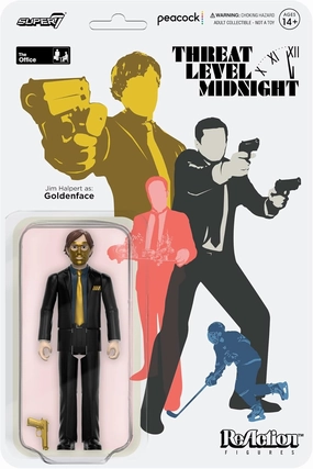 Super7 The Office Threat Level Midnight Jim Halpert as Goldenface - 3.75" The Office Action Figure with Accessory Classic TV Show Collectibles and Pop Culture Toys