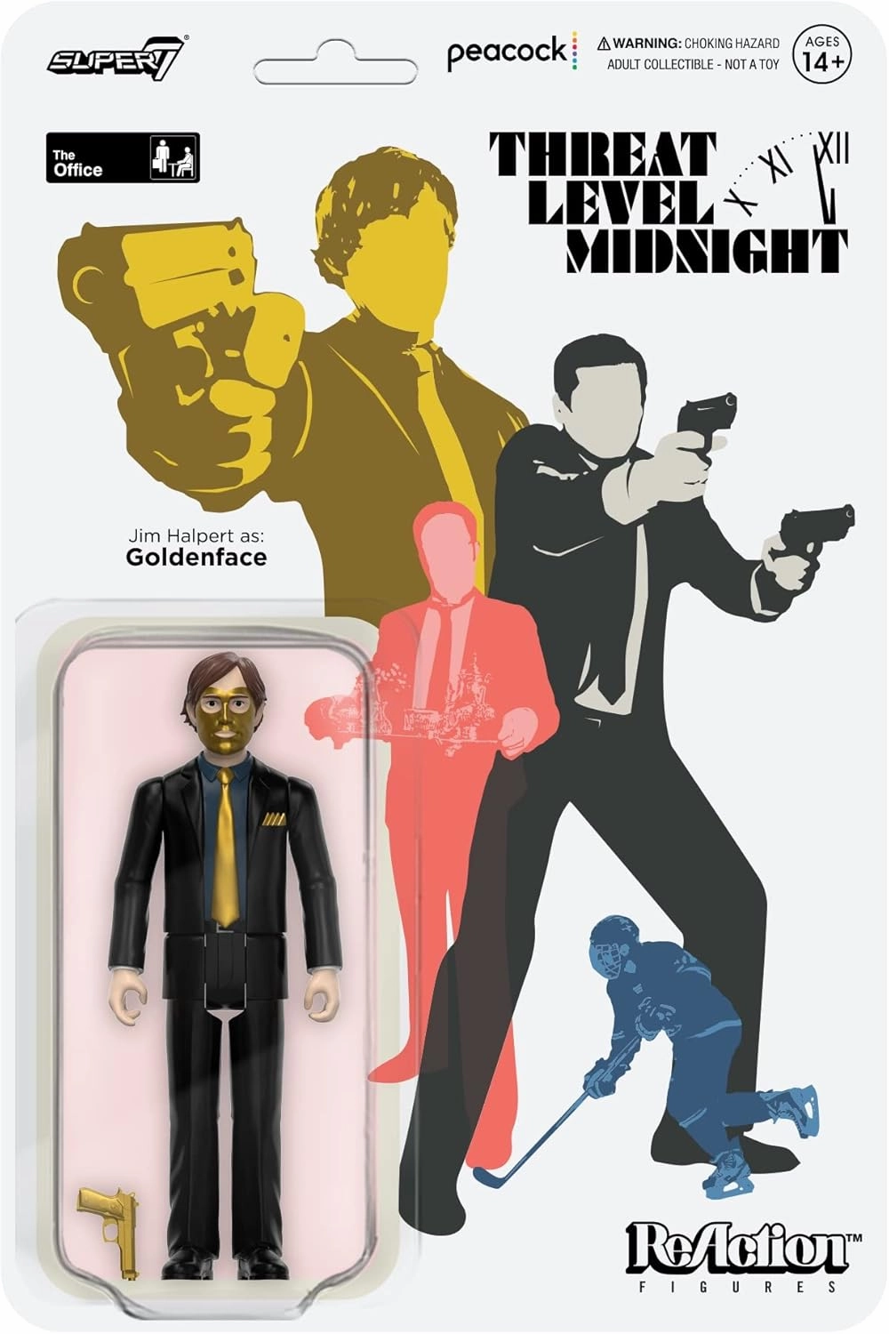Super7 The Office Threat Level Midnight Jim Halpert as Goldenface - 3.75" The Office Action Figure with Accessory Classic TV Show Collectibles and Pop Culture Toys