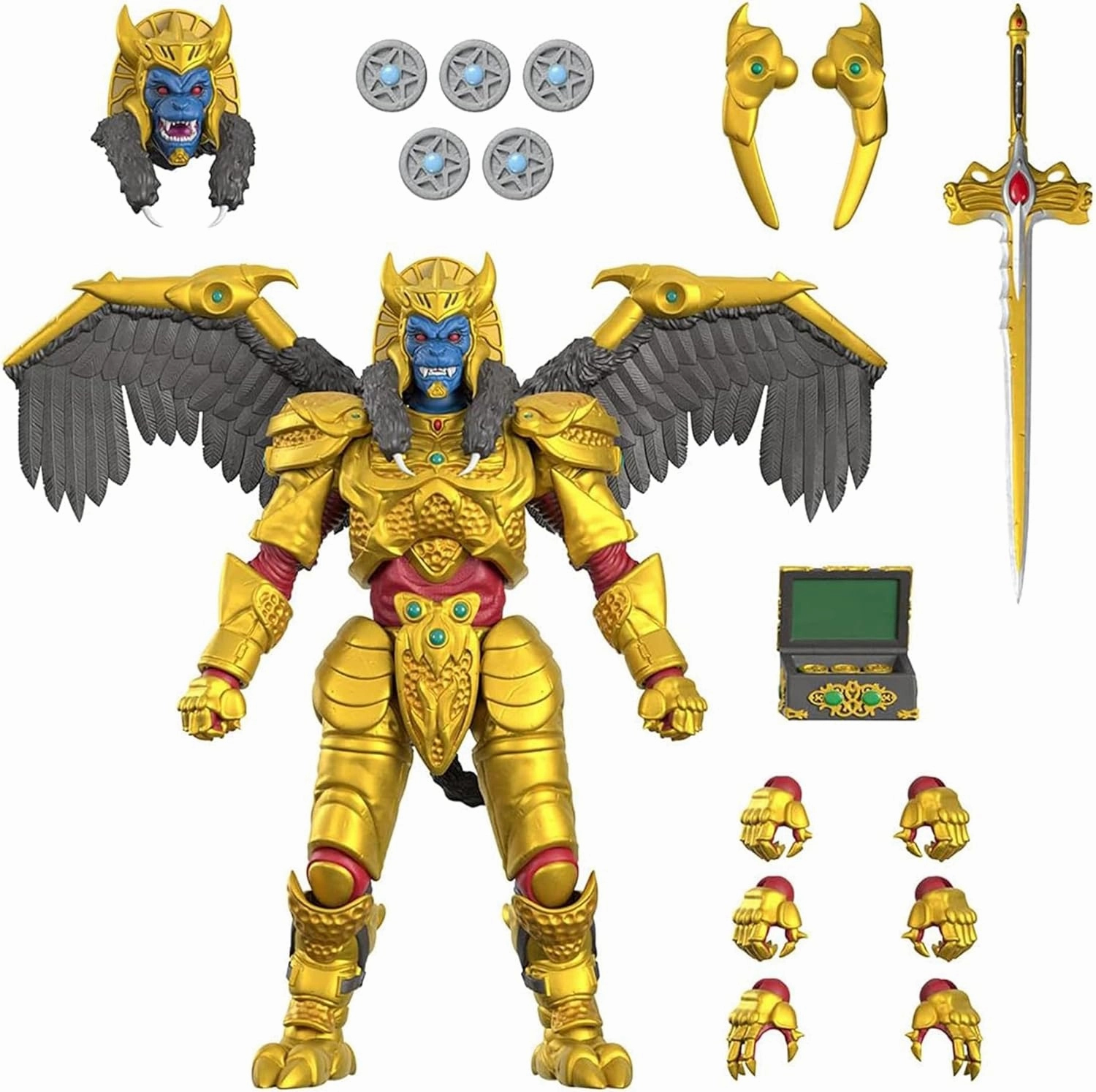 Super7 ULTIMATES! Mighty Morphin Power Rangers Goldar - 8" Power Rangers Action Figure with Accessories Classic TV Show Collectibles and Retro Toys