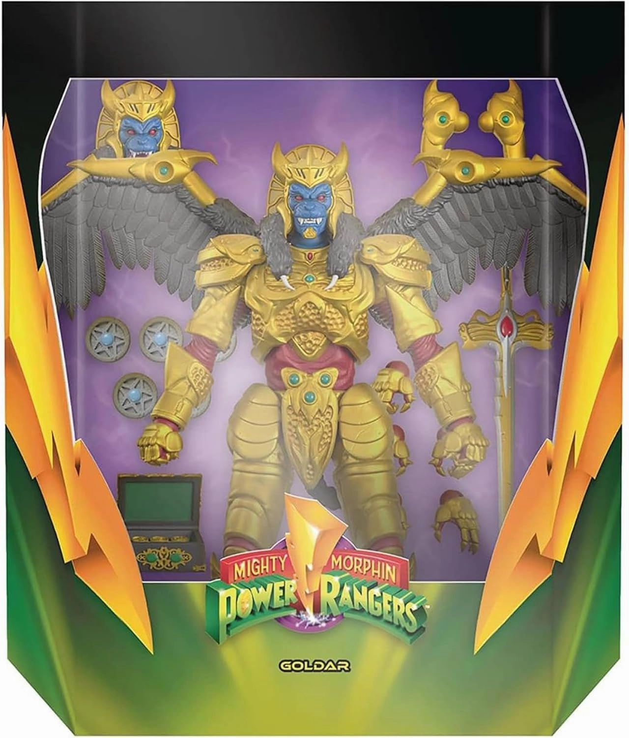 Super7 ULTIMATES! Mighty Morphin Power Rangers Goldar - 8" Power Rangers Action Figure with Accessories Classic TV Show Collectibles and Retro Toys