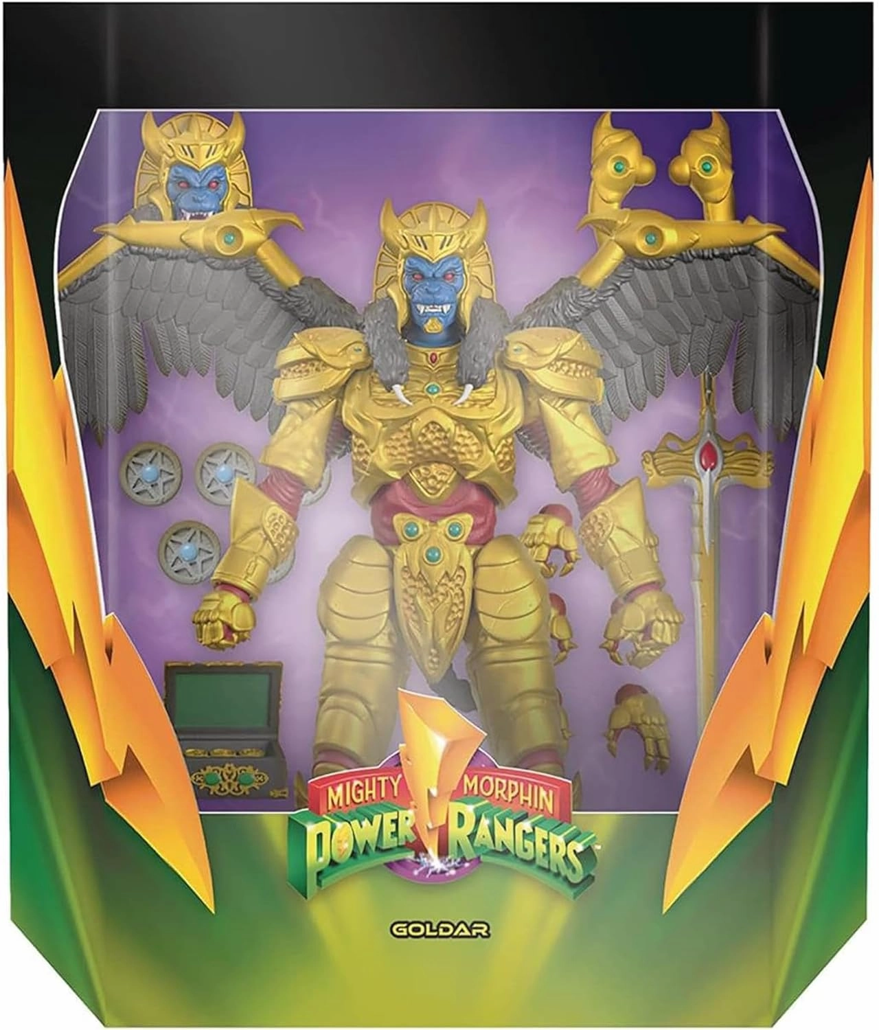Super7 ULTIMATES! Mighty Morphin Power Rangers Goldar - 8" Power Rangers Action Figure with Accessories Classic TV Show Collectibles and Retro Toys