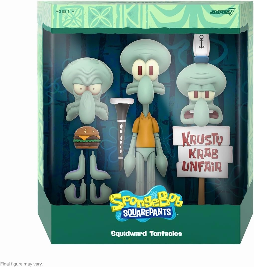 Super7 ULTIMATES! Spongebob Squarepants Squidward - 7" Spongebob Action Figure with Accessories Classic Cartoon Collectibles and Retro Toys