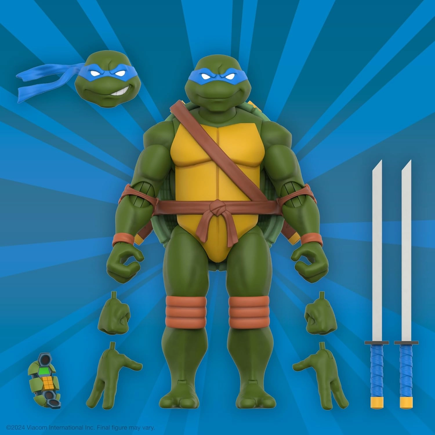 Super7 ULTIMATES! Teenage Mutant Ninja Turtles Leonardo - 7" TMNT Action Figure with Accessories Classic Cartoon Collectibles and Retro Toys