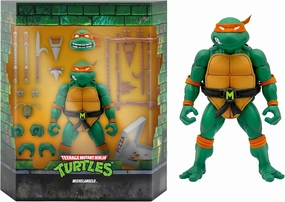 Super7 ULTIMATES! Teenage Mutant Ninja Turtles Michelangelo - 7" TMNT Action Figure with Accessories Classic Cartoon Collectibles and Retro Toys