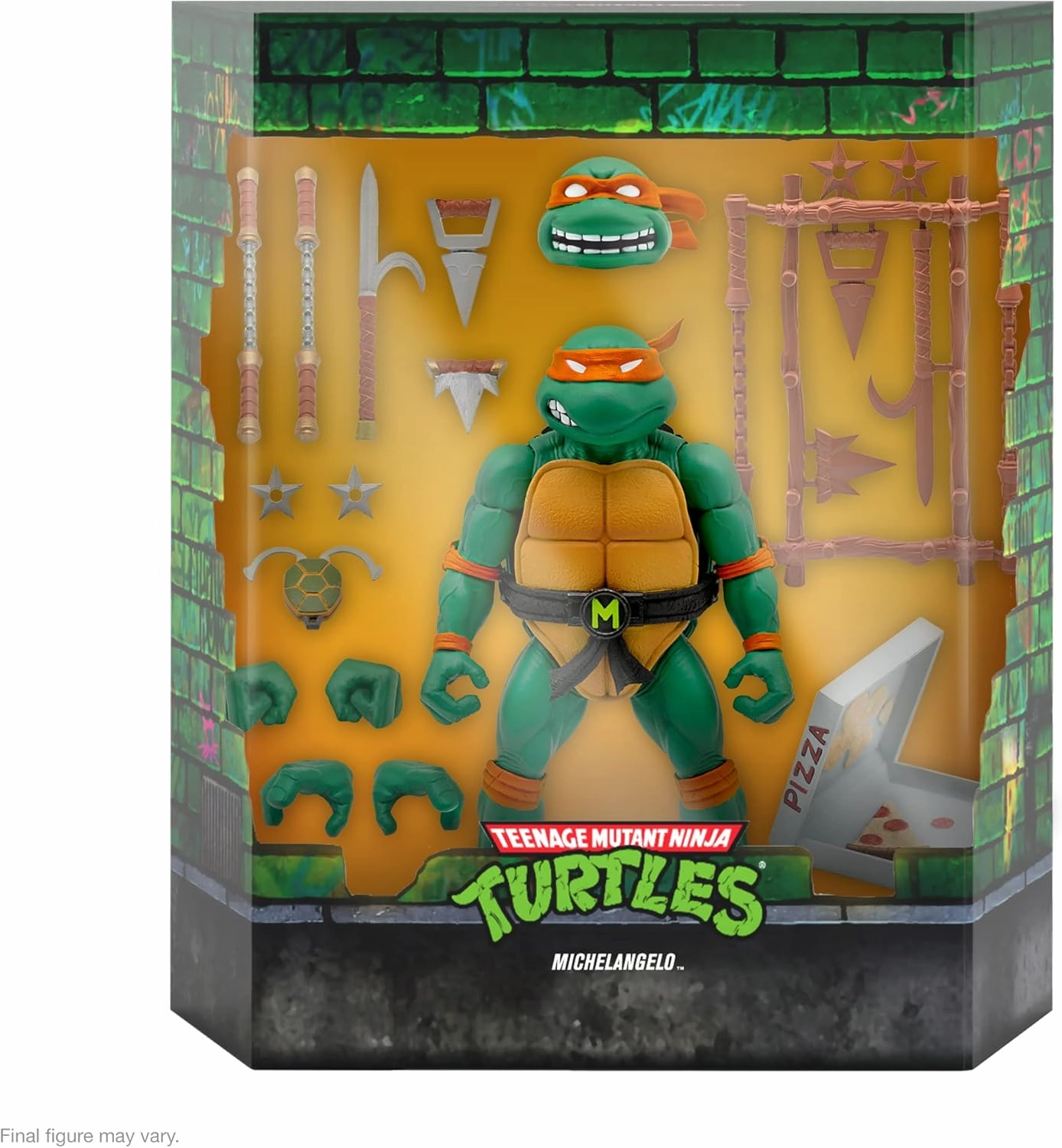 Super7 ULTIMATES! Teenage Mutant Ninja Turtles Michelangelo - 7" TMNT Action Figure with Accessories Classic Cartoon Collectibles and Retro Toys