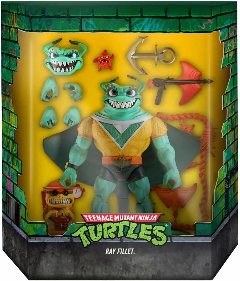 Super7 ULTIMATES! Teenage Mutant Ninja Turtles Ray Fillet - 7" TMNT Action Figure with Accessories Classic Cartoon Collectibles and Retro Toys