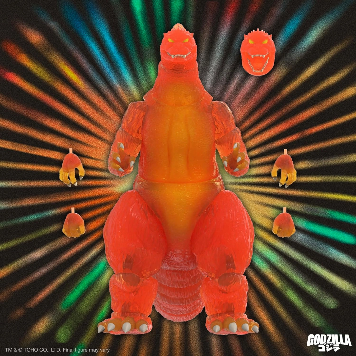 Super7 ULTIMATES! Toho Blazing Godzilla (1200º Clear Orange) - 8" Toho Godzilla Action Figure Classic Movie Collectibles and Retro Toys