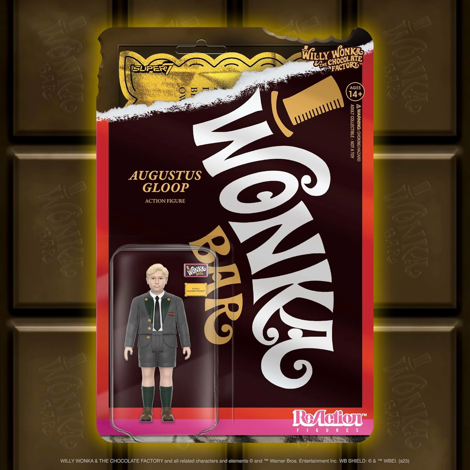 Super7 Willy Wonka and The Chocolate Factory Augustus Gloop - 3.75" Action Figure with Accessories Classic Movie Collectibles and Retro Toys