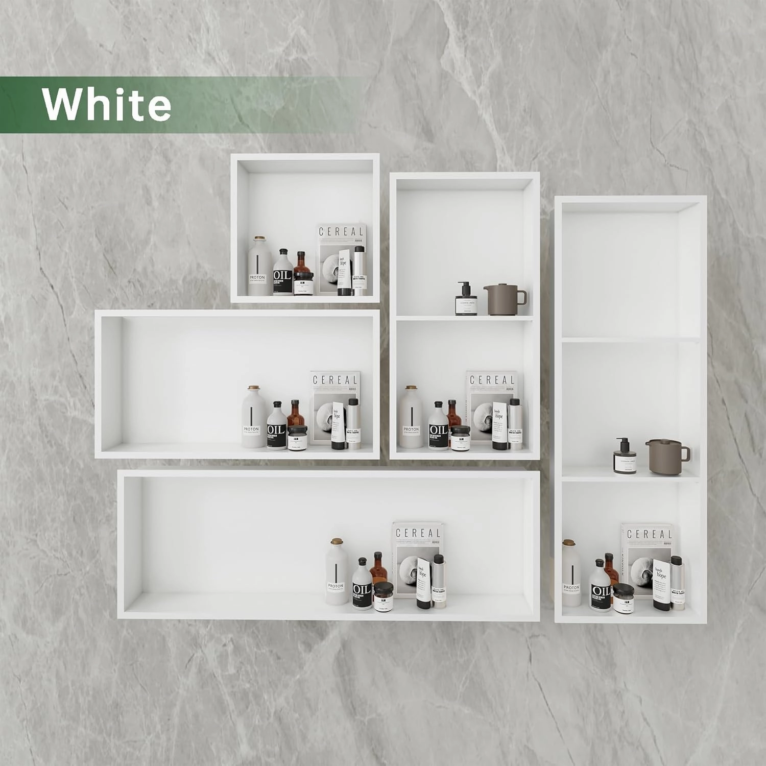 SUPERFLO Stainless Steel Shower Niche 12" X 24", No Tile Needed Recessed Niche Shower Double Shelves Organizer Bathroom for Bathroom Storage, White