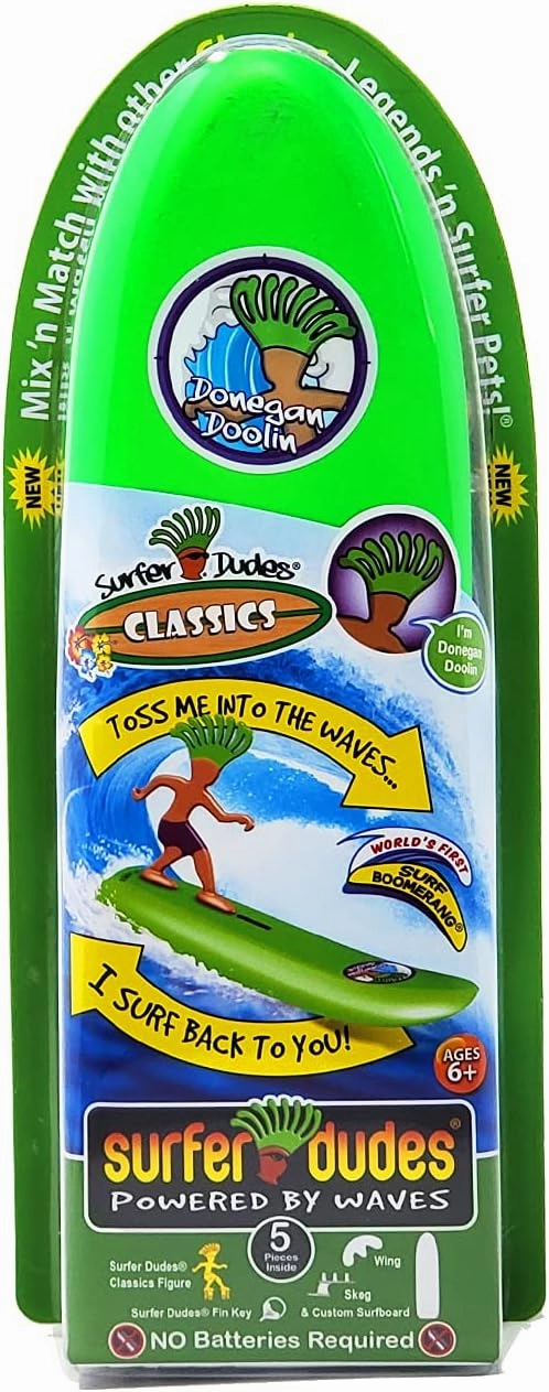 Surfer Dudes Classics Wave Powered Mini-Surfer and Surfboard Toy - Donegan Doolin - Green
