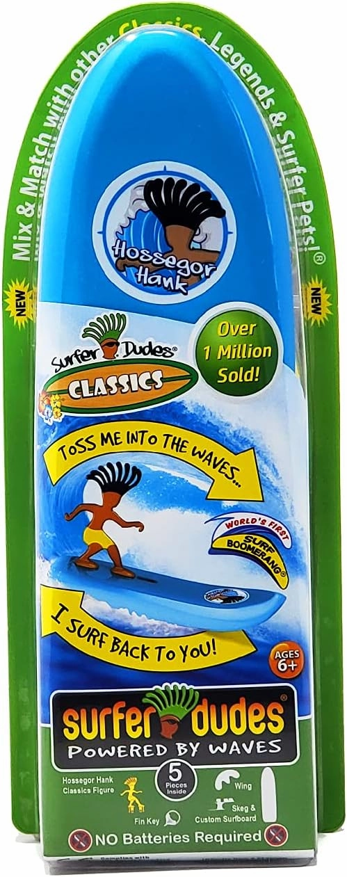 Surfer Dudes Classics Wave Powered Mini-Surfer and Surfboard Toy - Hossegor Hank