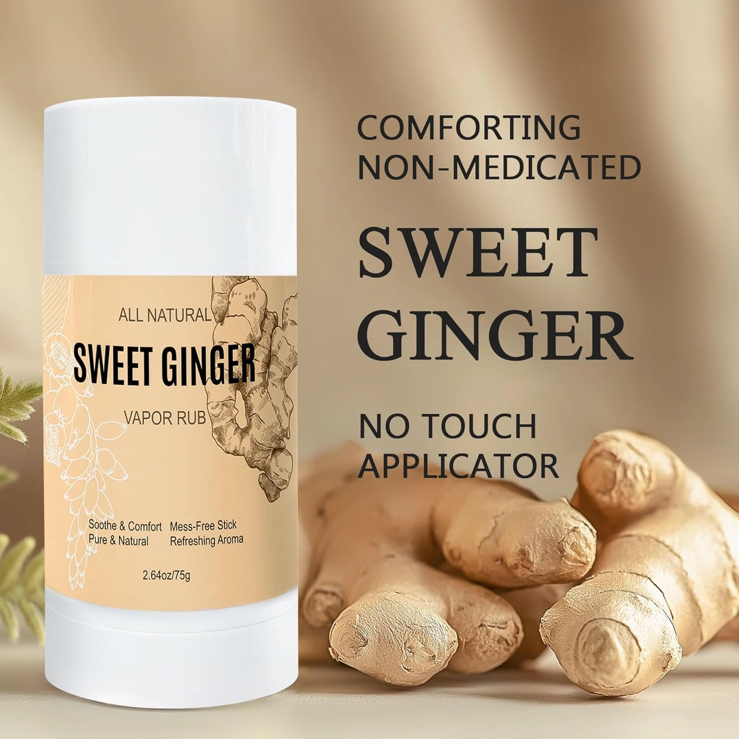 Sweet Ginger Vapor Rub Stick – All-Natural Ginger, Peppermint & Plant Extracts, Plant-Based Herbal Balm, Stick Design Easy-to-Use (2)
