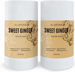 Sweet Ginger Vapor Rub Stick – All-Natural Ginger, Peppermint & Plant Extracts, Plant-Based Herbal Balm, Stick Design Easy-to-Use (2)