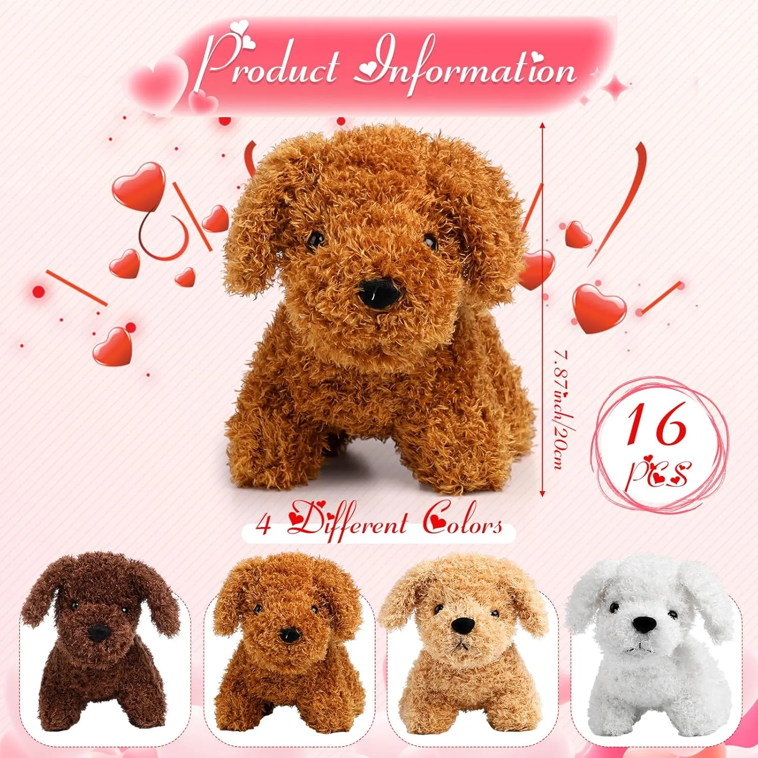 Syhood 16 Pcs Plush Dogs 7.87 Inches Stuffed Dogs Bulk Plush Stuffed Animal Party Favor Gift for Girls Boys Goodie Bag Birthday(Mixed Color)