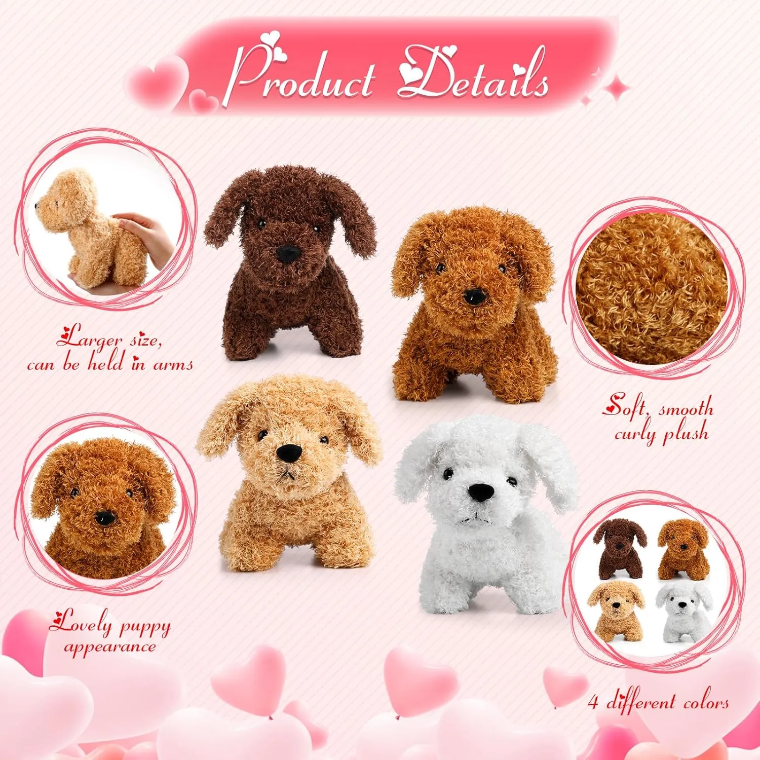 Syhood 16 Pcs Plush Dogs 7.87 Inches Stuffed Dogs Bulk Plush Stuffed Animal Party Favor Gift for Girls Boys Goodie Bag Birthday(Mixed Color)