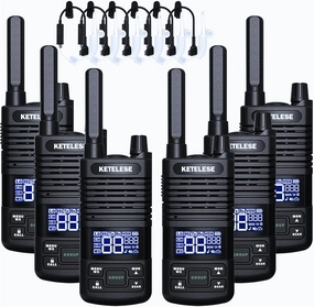 T1 Two Way Radio, FRS Walkie Talkies with Earpiece, Long Range Walkie Talkies for Adults, USB C Rechargeable 2 Way Radio, NOAA, VOX, Group Call for Traveling Biking Camping Hiking, 6 Pack