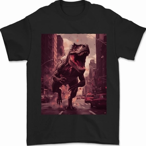 T-Rex Rampage Dinosaur Mens T-Shirt 100% Cotton