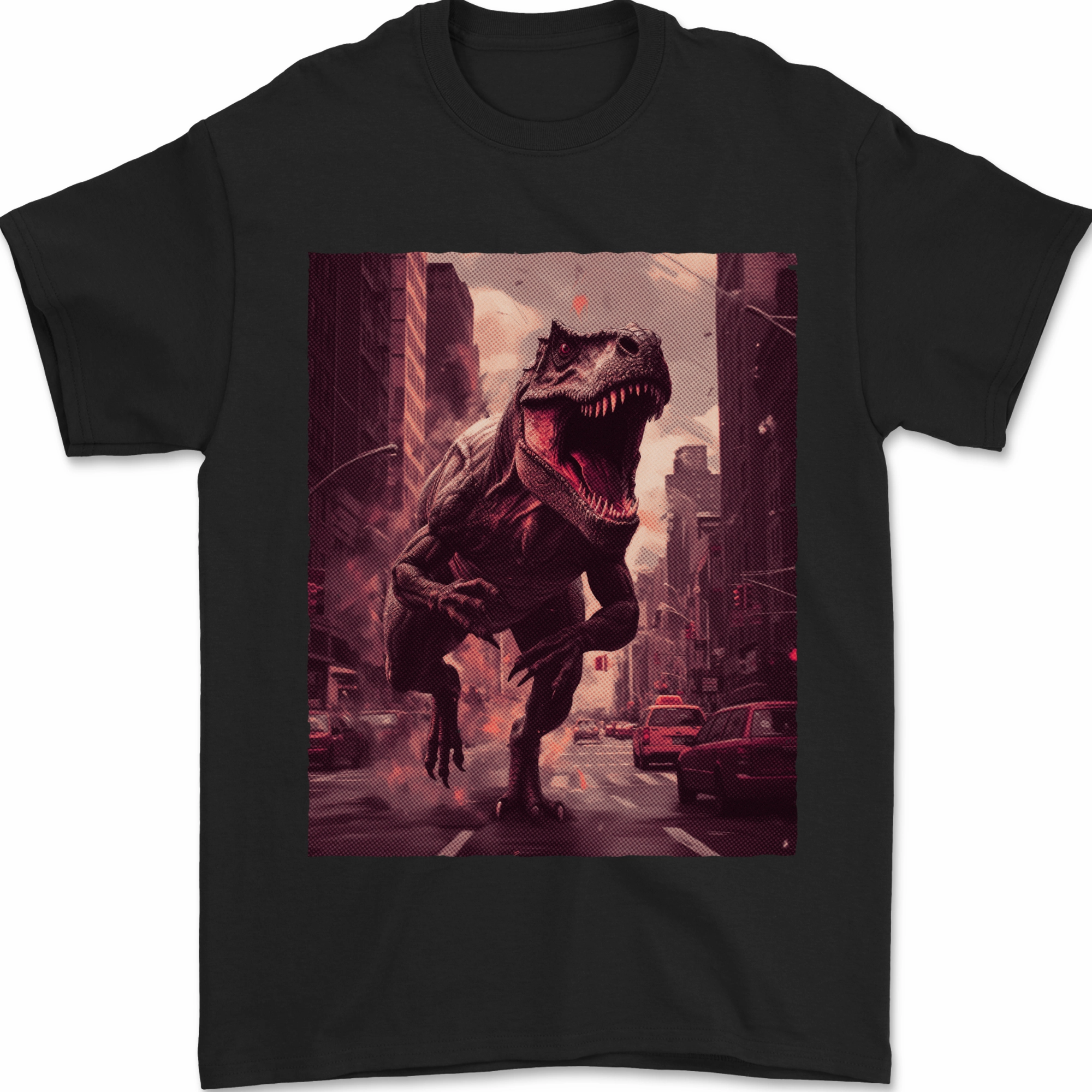 T-Rex Rampage Dinosaur Mens T-Shirt 100% Cotton