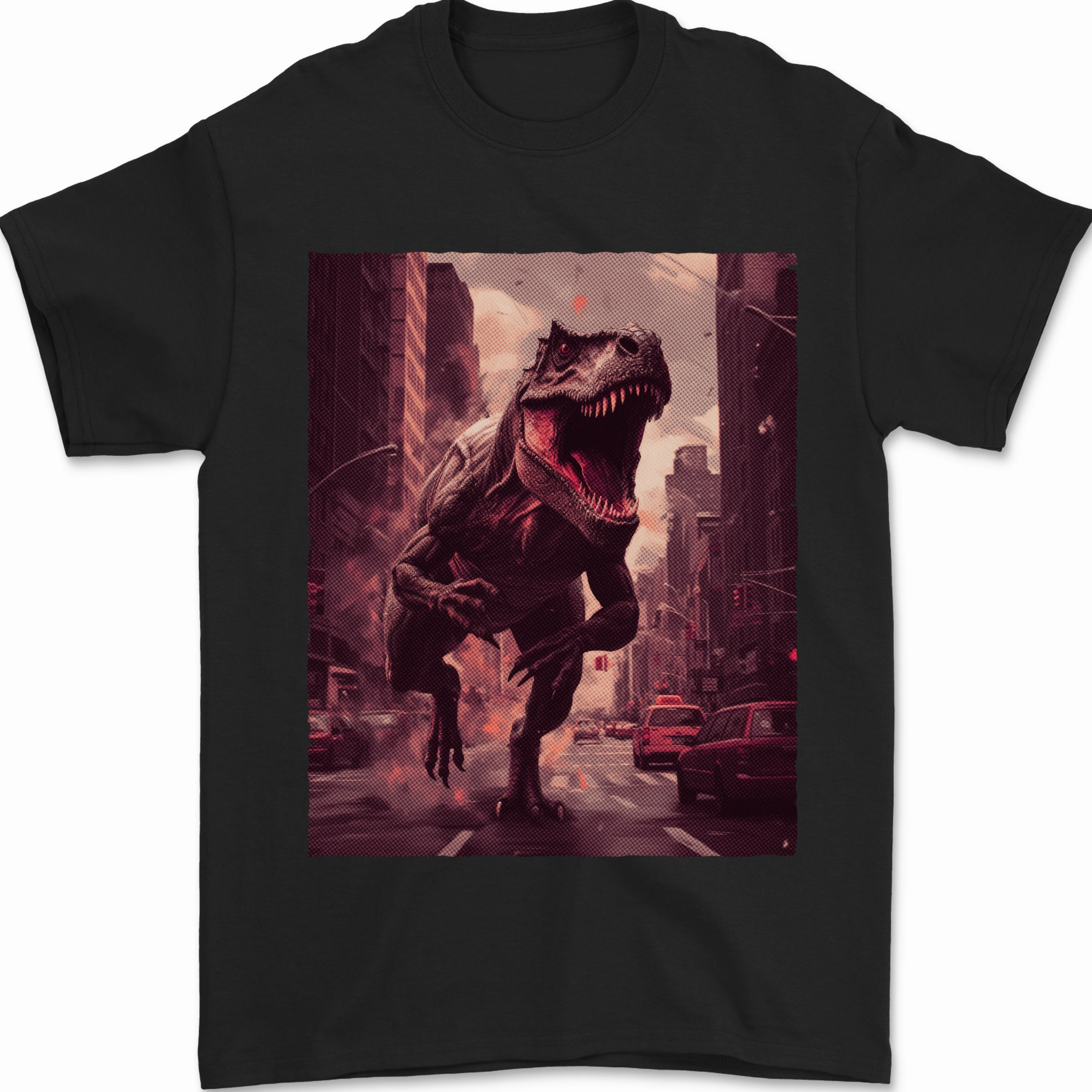 T-Rex Rampage Dinosaur Mens T-Shirt 100% Cotton