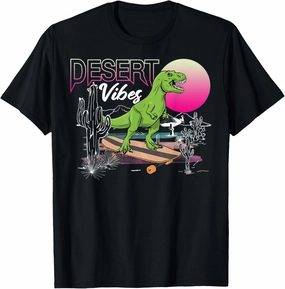 T-Rex Sunset Cactus Desert Vibes Skateboarding Dinosaurs T-Shirt