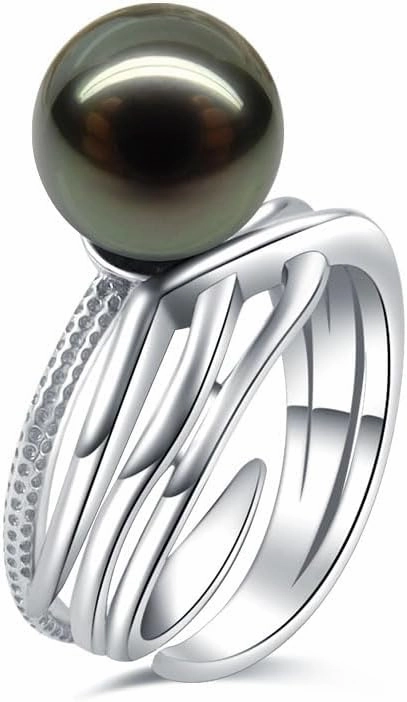 Tahitian Black Pearl Ring - Women's Fine Jewelry for Wife, Mom - Wedding, Birthday, Anniversary, Mother's Day, Christmas, Valentine's Day Gift