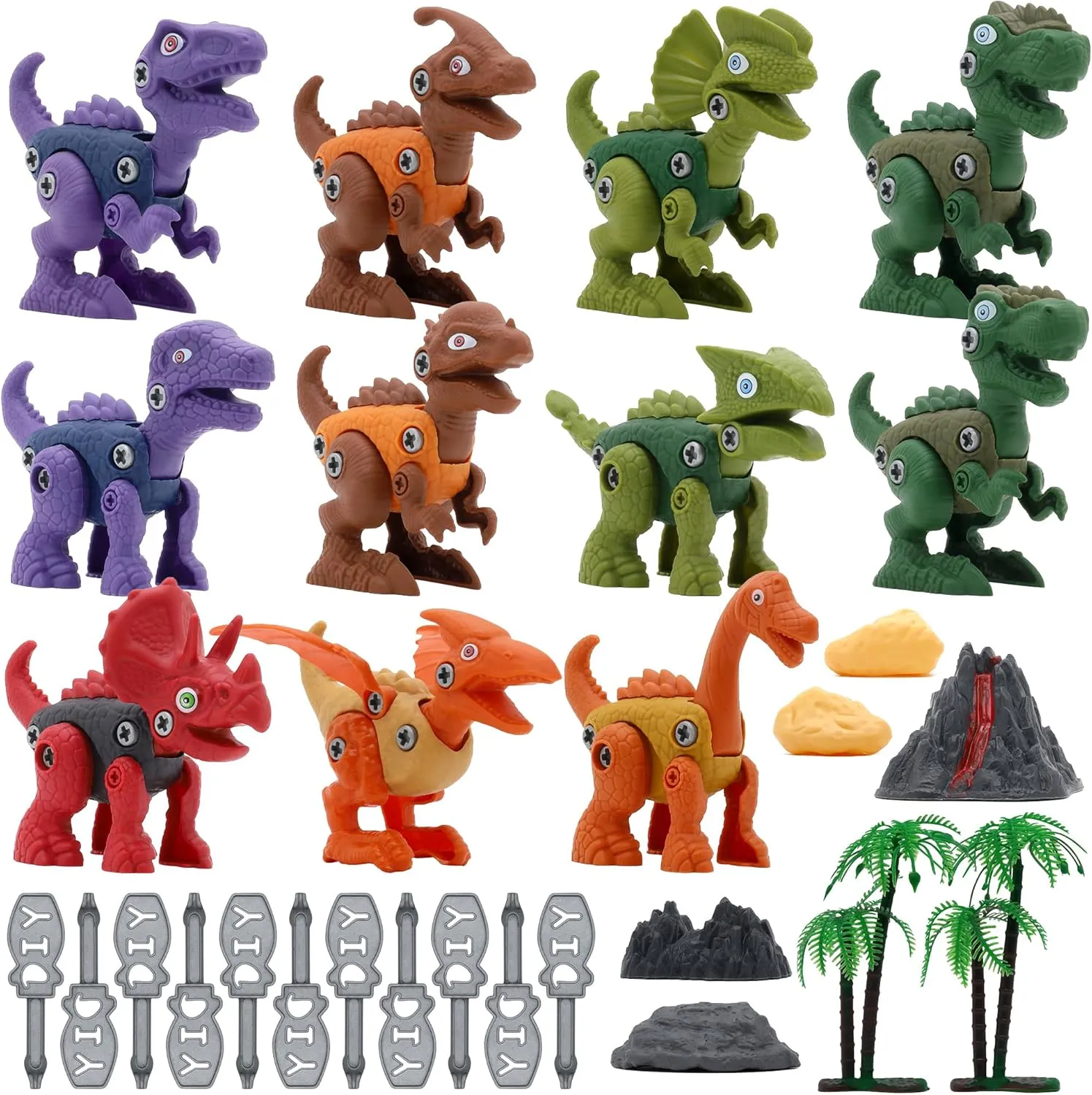 Take Apart Dinosaur Toys for Kids, Dino Stem Construction Building Toys with Drill, Jurassic Learning Kit for Boys Party Favors Gifts (11 Dinos)