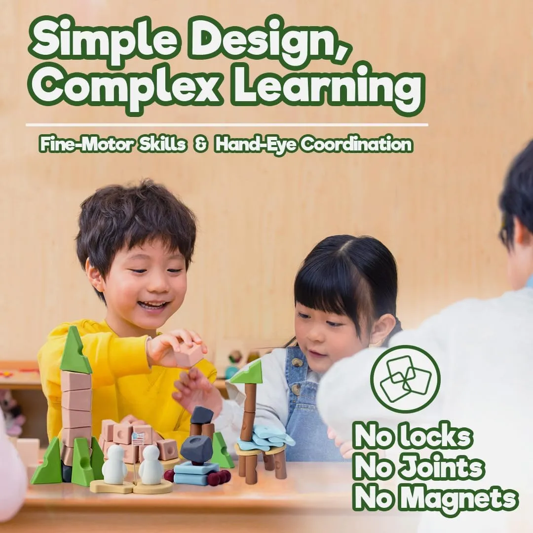 Taksa Toys Educational Building Blocks for Kids Ages 3 4 5 6 7  Years Old, Reggio Emilia Stem Toys, Montessori Toys for Girls, Boys Unique Preschool Learning & Stacking Resources, Gift Pack 72 Pcs