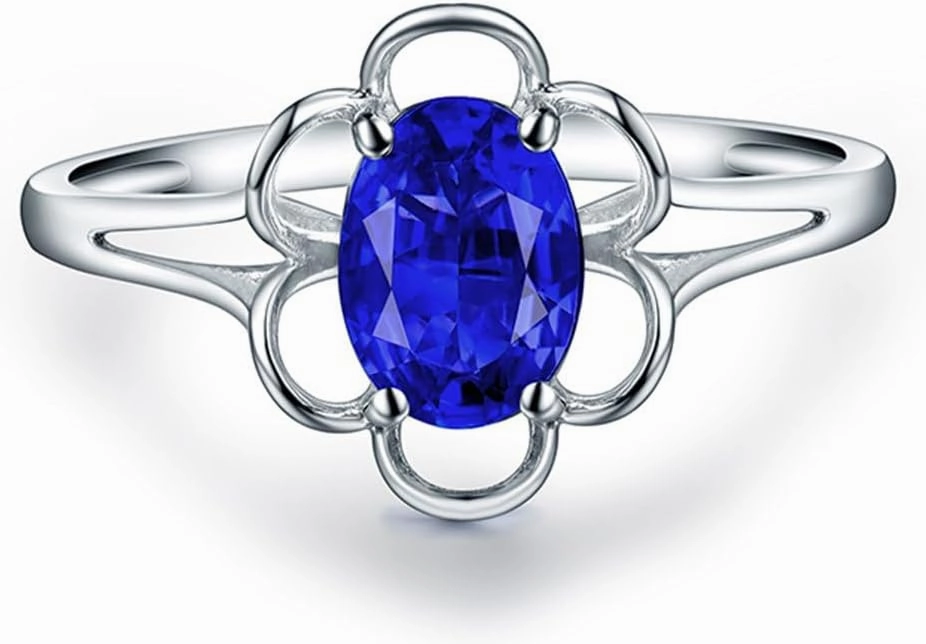 Tanzanite Rings,18K Solid White Gold Rings - Tanzanite Rings For Women, Natural Oval Shape 5x7mm Blue Tanzanite Gemstone Rings For Couple Engagement Ring
