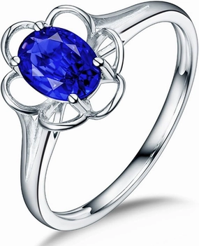 Tanzanite Rings,18K Solid White Gold Rings - Tanzanite Rings For Women, Natural Oval Shape 5x7mm Blue Tanzanite Gemstone Rings For Couple Engagement Ring
