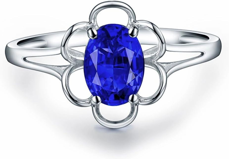Tanzanite Rings,18K Solid White Gold Rings - Tanzanite Rings For Women, Natural Oval Shape 5x7mm Blue Tanzanite Gemstone Rings For Couple Engagement Ring