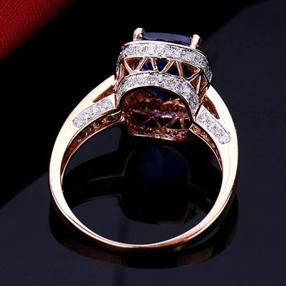 Tanzanite Rings For Women, 14K Rose Gold Rings - Tanzanite Ring with Diamond, Natural AAAA  Tanzanite Blue Ring & Real Diamond Gemstone Rings For Couple Engagement Ring