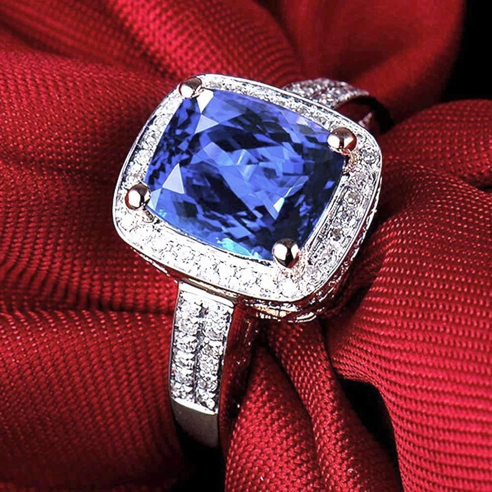 Tanzanite Rings For Women, 14K Rose Gold Rings - Tanzanite Ring with Diamond, Natural AAAA  Tanzanite Blue Ring & Real Diamond Gemstone Rings For Couple Engagement Ring