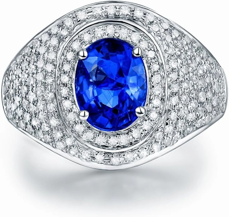 Tanzanite Rings For Women, 14K White Gold Rings - Tanzanite Ring with Diamond, Natural AAA Tanzanite Blue Stone Ring & Real Diamond Gemstone Rings For Couple Engagement Ring