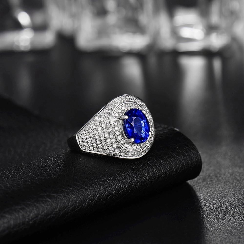 Tanzanite Rings For Women, 14K White Gold Rings - Tanzanite Ring with Diamond, Natural AAA Tanzanite Blue Stone Ring & Real Diamond Gemstone Rings For Couple Engagement Ring