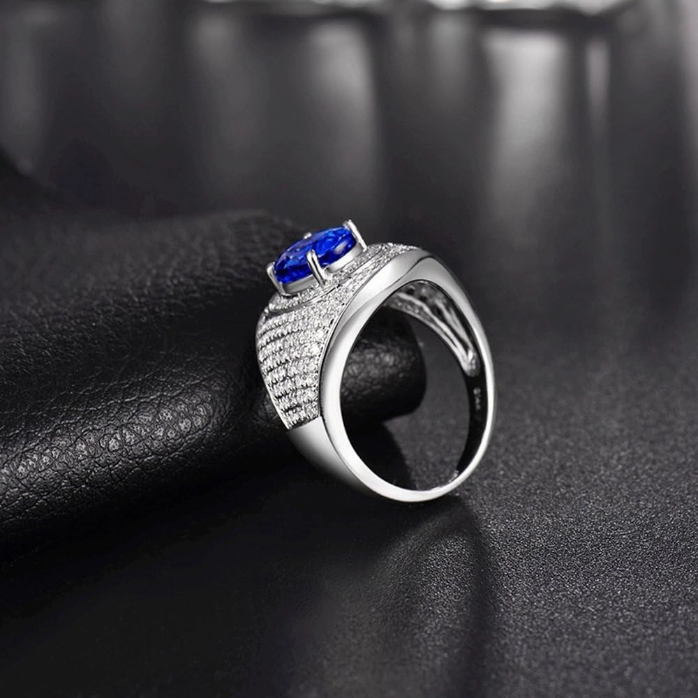 Tanzanite Rings For Women, 14K White Gold Rings - Tanzanite Ring with Diamond, Natural AAA Tanzanite Blue Stone Ring & Real Diamond Gemstone Rings For Couple Engagement Ring