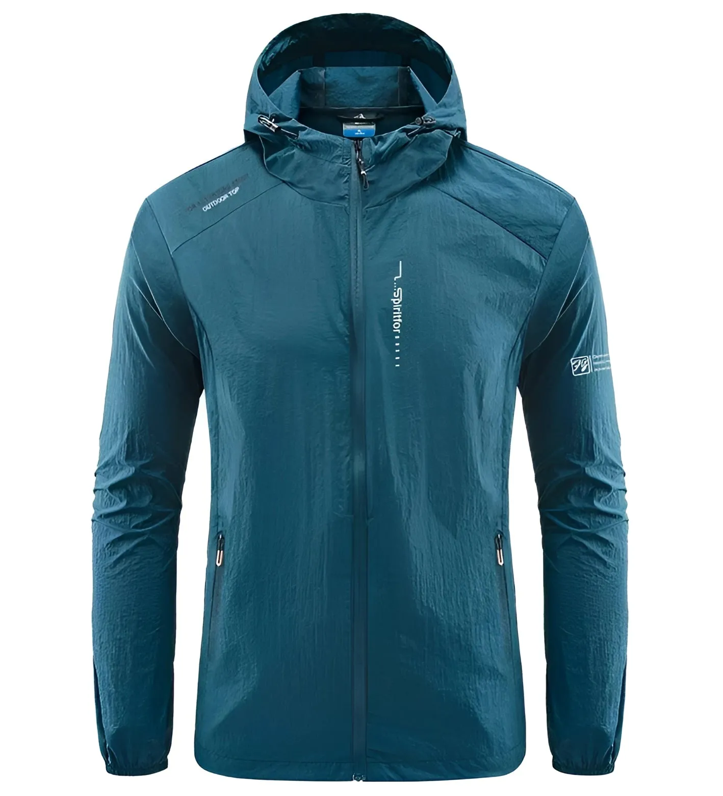 Teal Men's Waterproof Hooded Hiking Jacket - Lightweight & Breathable