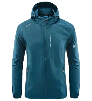 Teal Men's Waterproof Hooded Hiking Jacket - Lightweight & Breathable