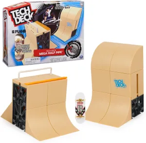 Tech Deck, Danny Way Mega Half Pipe X-Connect Park Creator, Customizable Ramp Set with Exclusive Plan B Fingerboard, Kids Toy for Boys and Girls Ages 6 and up