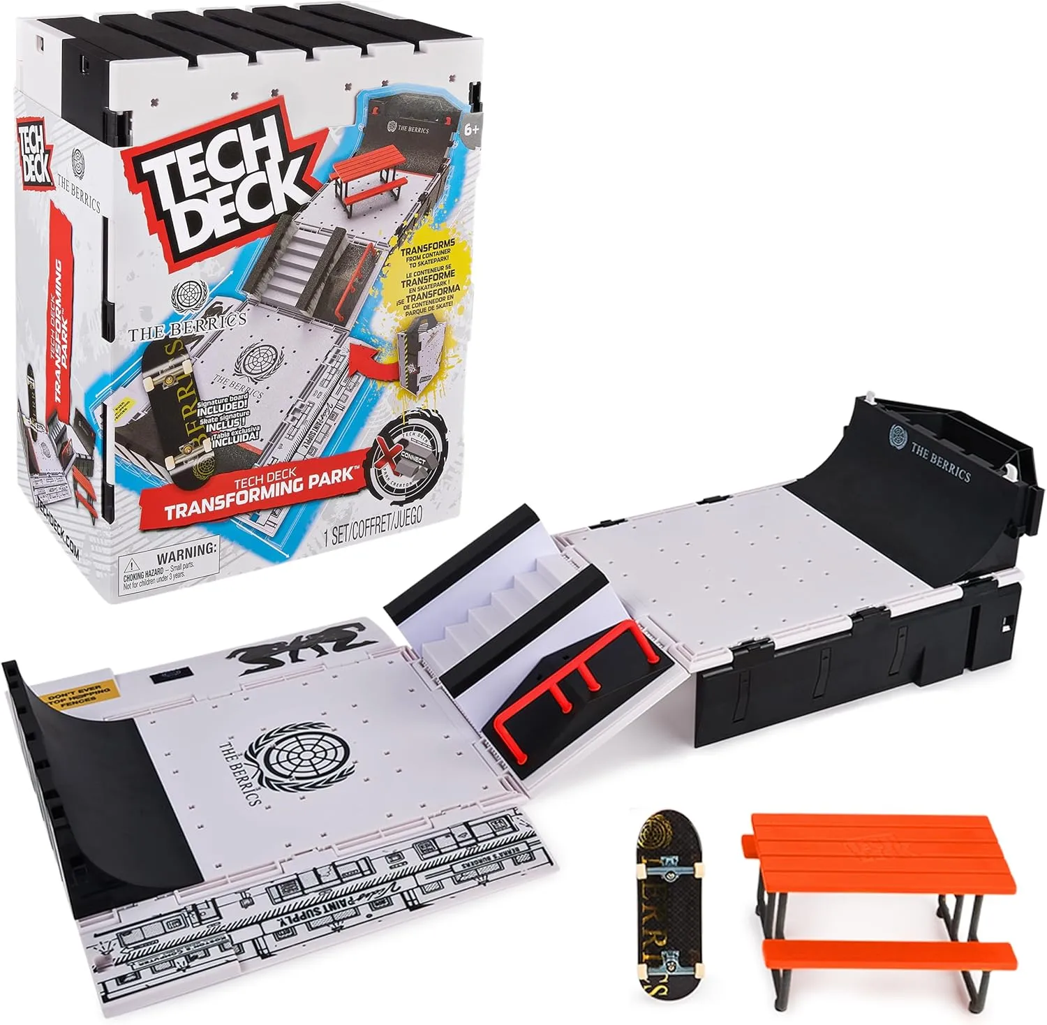 TECH DECK, The Berrics Transforming Park, X-Connect Park Creator, 30-inch Wide Foldable Playset with Storage and Exclusive Fingerboard, Kids Toy for Ages 6 and up