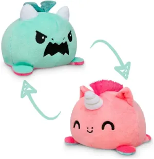 TeeTurtle - The Original Reversible Dragon   Unicorn Plushie - Pink   Blue - Cute Sensory Fidget Stuffed Animals That Show Your Mood
