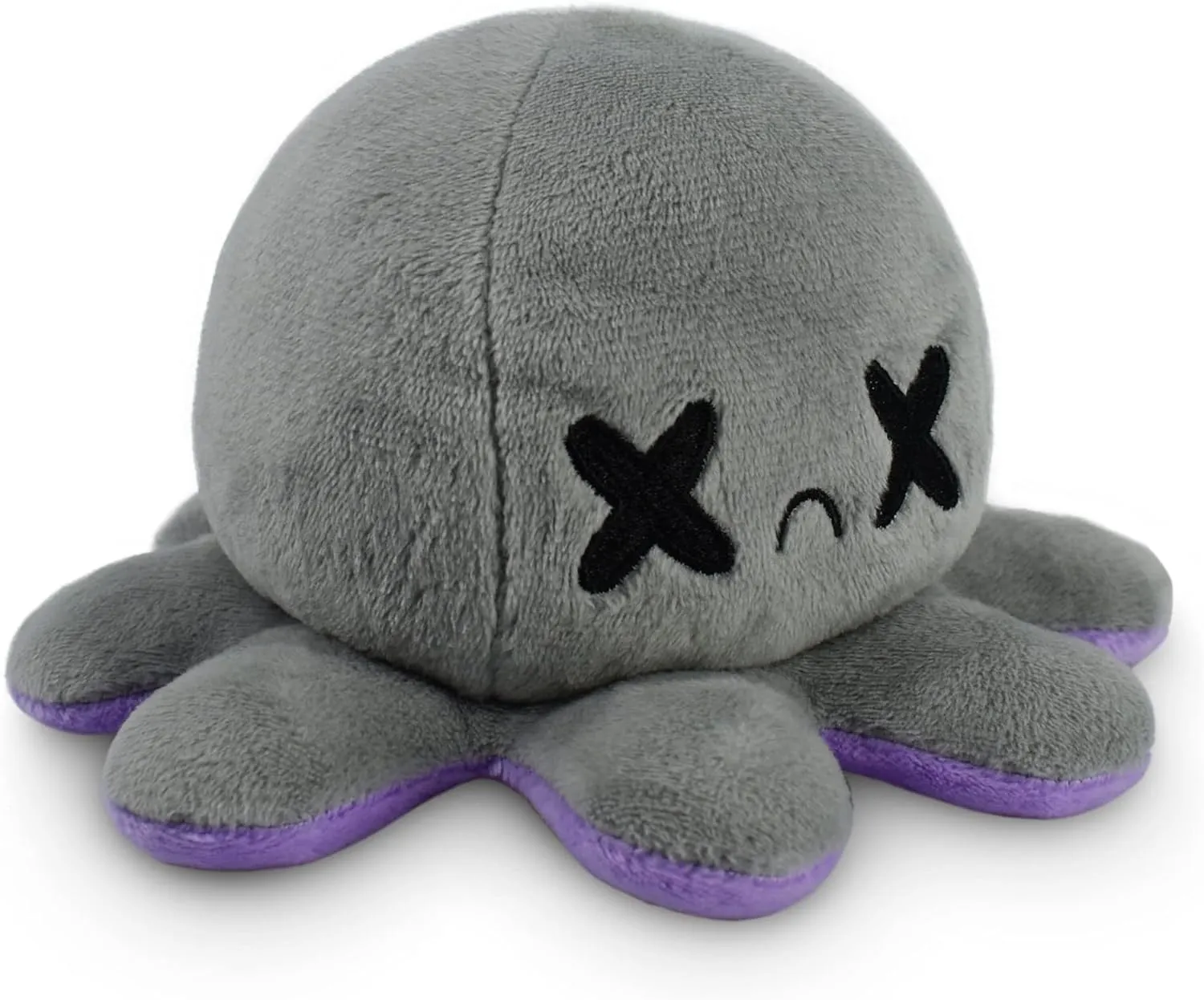 TeeTurtle - The Original Reversible Octopus Plushie - Happy Purple   Dead Gray - Cute Sensory Fidget Stuffed Animals That Show Your Mood