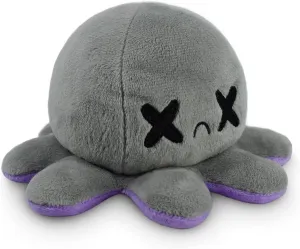 TeeTurtle - The Original Reversible Octopus Plushie - Happy Purple   Dead Gray - Cute Sensory Fidget Stuffed Animals That Show Your Mood