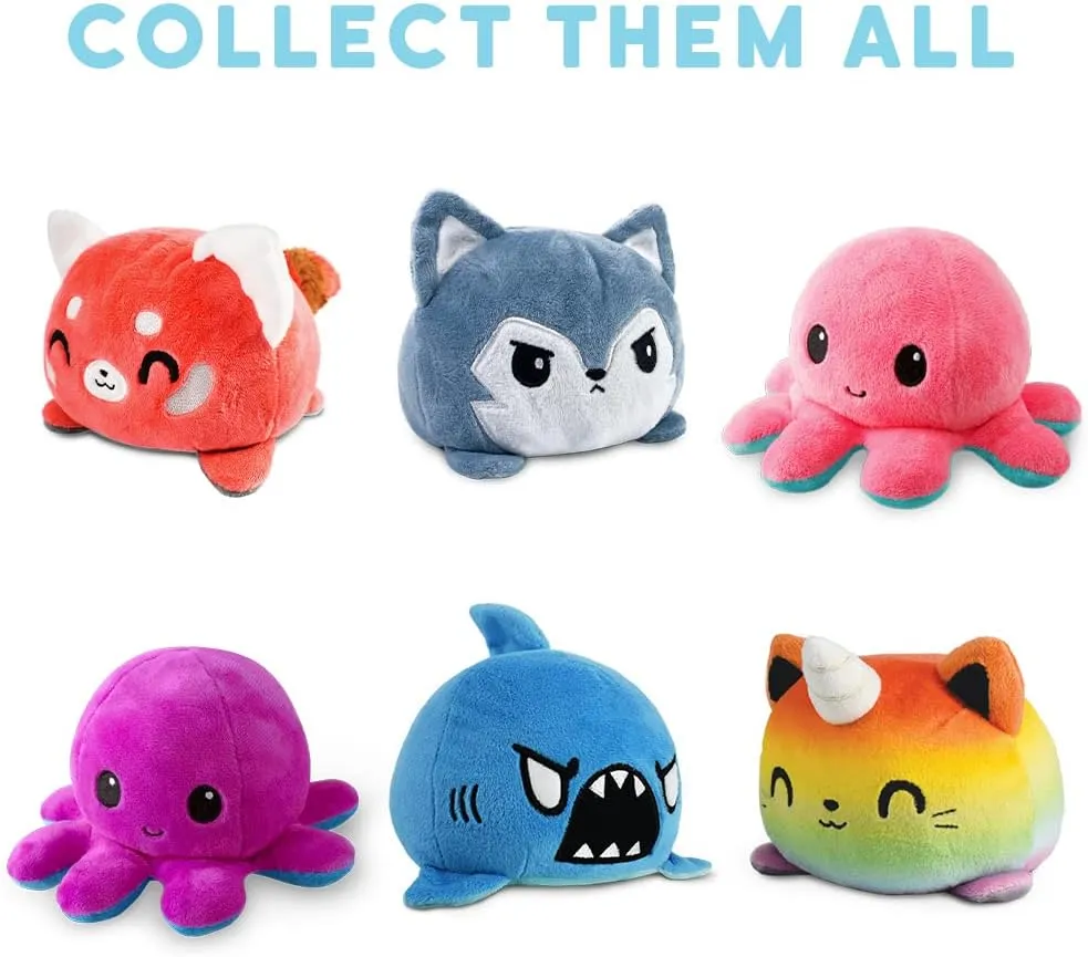 TeeTurtle - The Original Reversible Octopus Plushie - Happy Purple   Dead Gray - Cute Sensory Fidget Stuffed Animals That Show Your Mood
