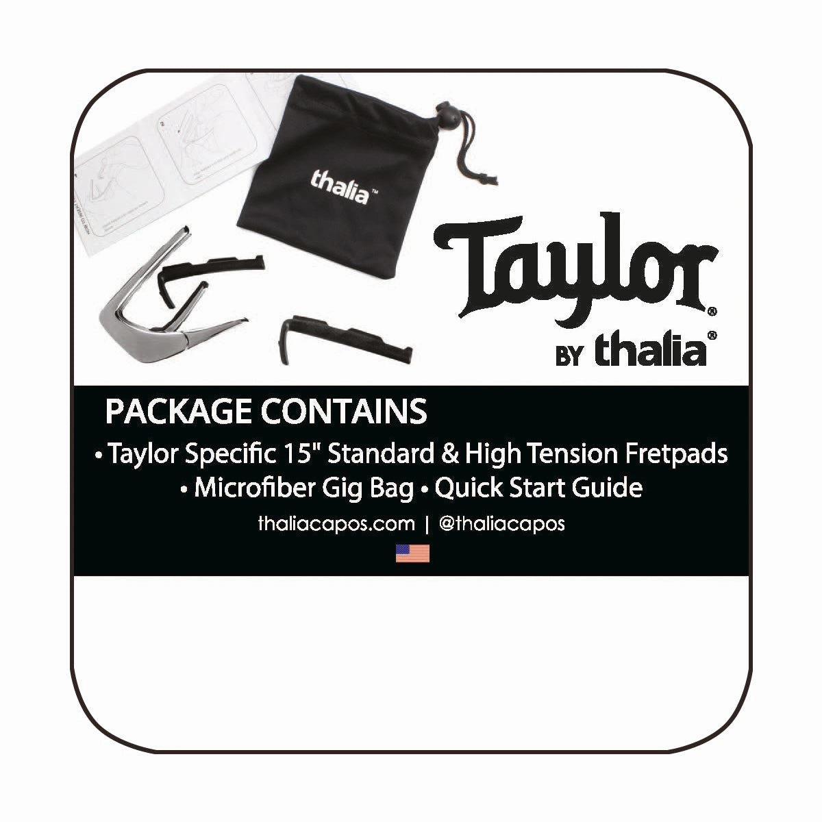 Thalia Taylor Black Chrome Finish Capo - 800 Series Element Fingerboard Marker