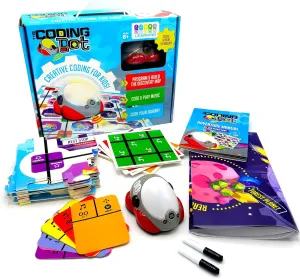 The Coding Bot - STEM Educational Toy Robot for Kids Age 5 6 7 8. 4-in-1 Learning Robotic Car with Discovery/Induction/Program/Music Modes. Calibration Available